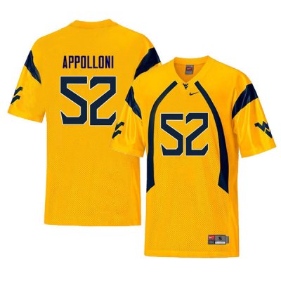 Men's West Virginia Mountaineers NCAA #52 Emilio Appolloni Yellow Authentic Nike Throwback Stitched College Football Jersey FS15J15ZB